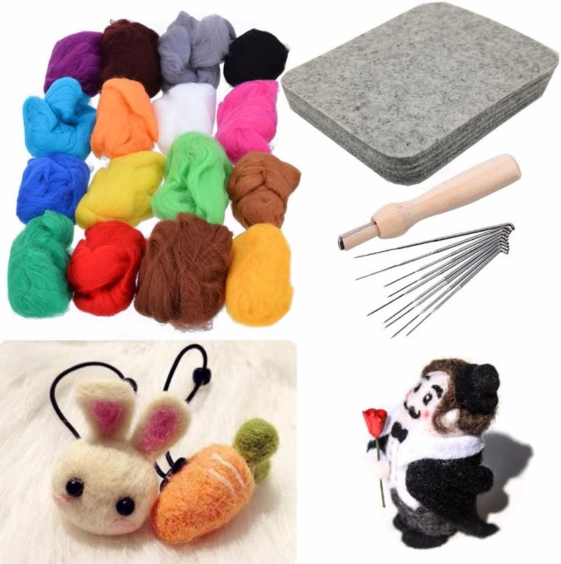 Memfish Wool Needle Felting Pad,6x6x1 inch Needled Felting Mat Woolen Block Thick and Firm Needle Felting Base Including Pair of Leather Finger Guards (6inch*6inch) - Image 5